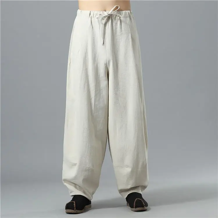 Men's Black Linen Buddha Style Loose Pants Plus Size - Image 9