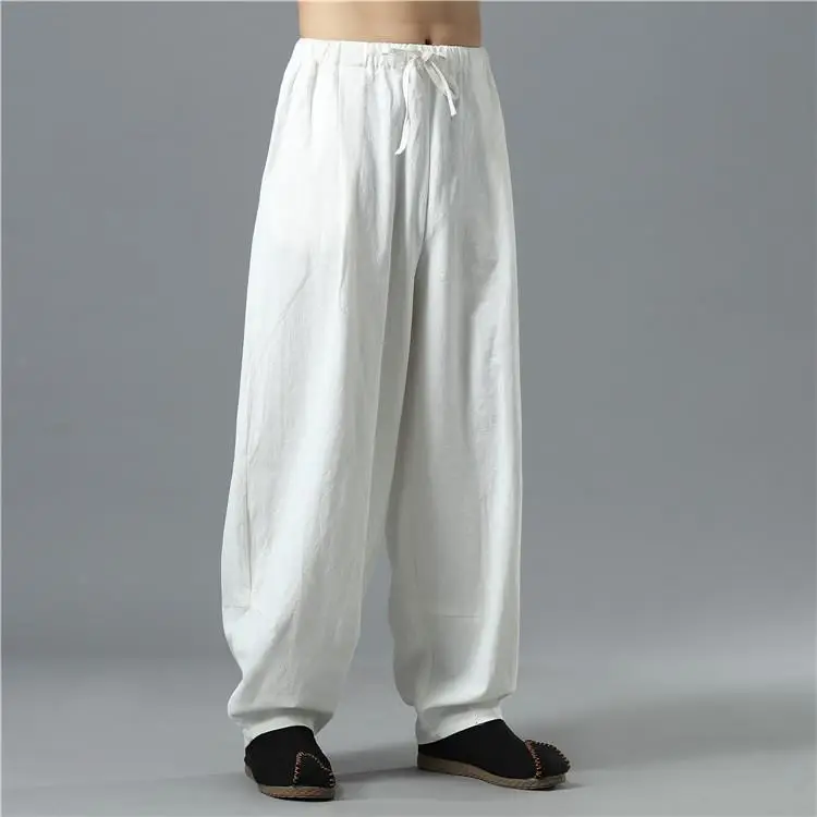 Men's Black Linen Buddha Style Loose Pants Plus Size - Image 10