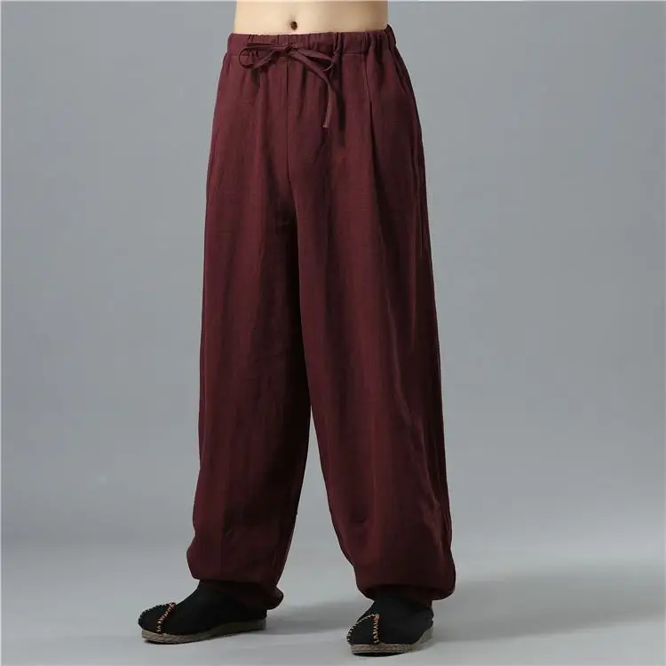 Men's Black Linen Buddha Style Loose Pants Plus Size - Image 11