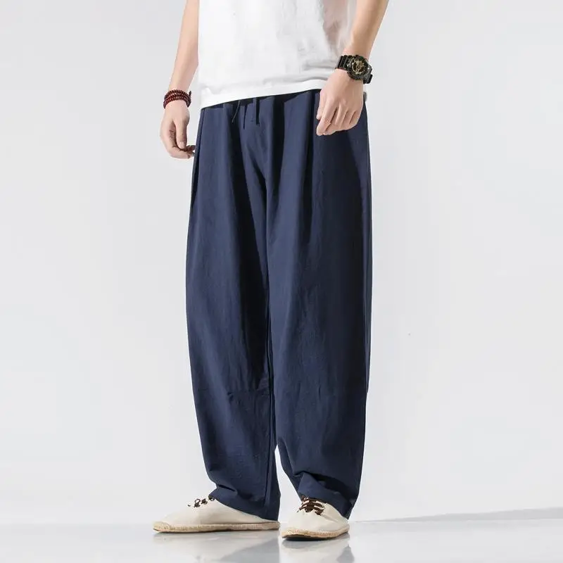 Men's Black Linen Buddha Style Loose Pants Plus Size - Image 4
