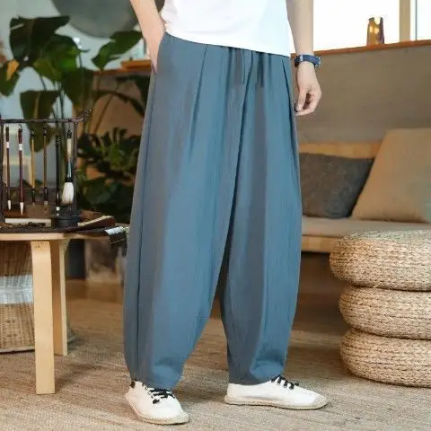 Men's Black Linen Buddha Style Loose Pants Plus Size - Image 5