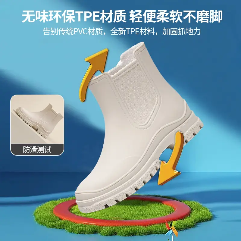 Ready Stock Cross-Border Tpe Fashionable Chelsea Short Rain Boots Women's Rain Boots Non-Slip Water Boots Adult Overshoes Women's Versatile - Image 8