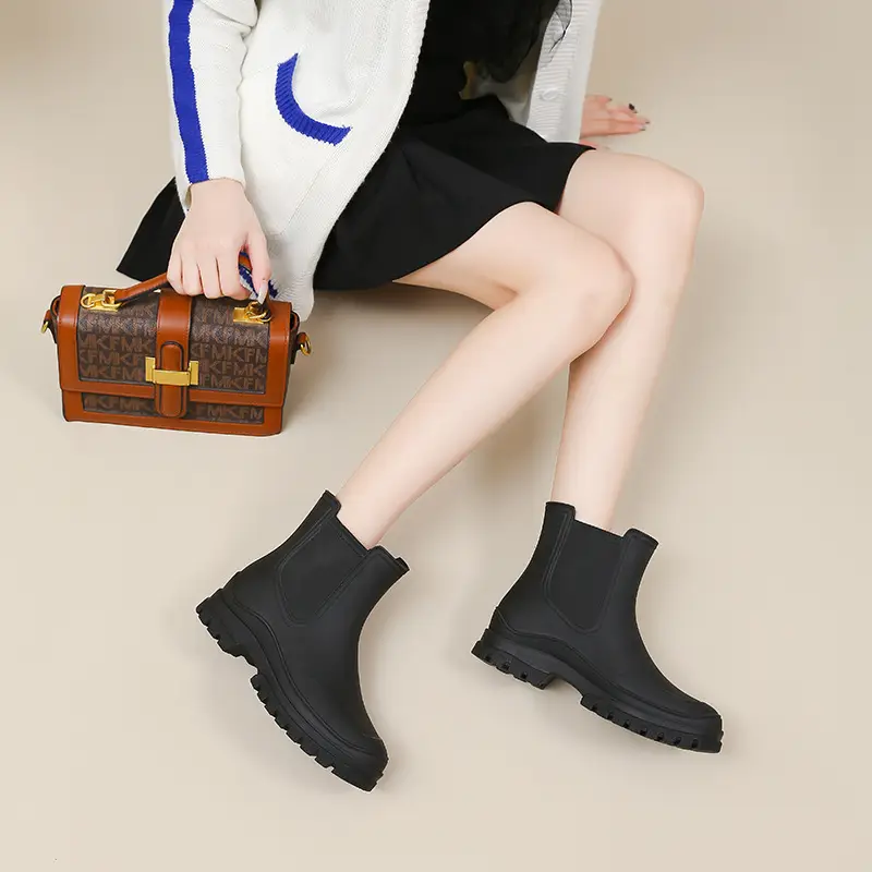 Ready Stock Cross-Border Tpe Fashionable Chelsea Short Rain Boots Women's Rain Boots Non-Slip Water Boots Adult Overshoes Women's Versatile - Image 9