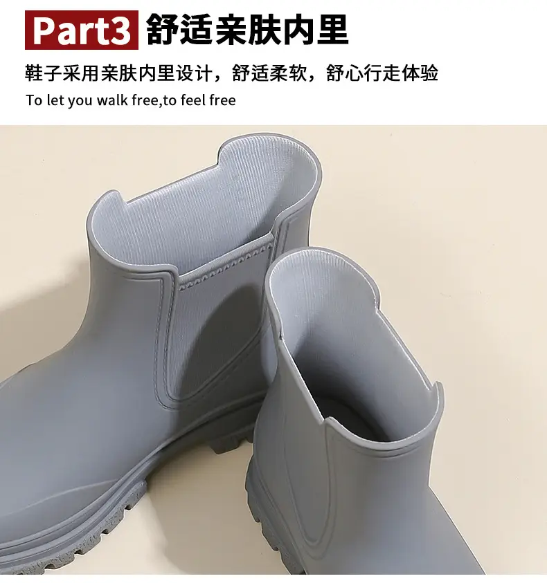 Ready Stock Cross-Border Tpe Fashionable Chelsea Short Rain Boots Women's Rain Boots Non-Slip Water Boots Adult Overshoes Women's Versatile — feature 10
