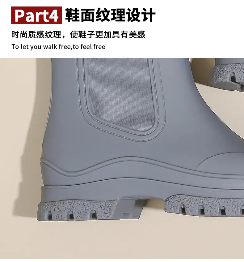 Ready Stock Cross-Border Tpe Fashionable Chelsea Short Rain Boots Women's Rain Boots Non-Slip Water Boots Adult Overshoes Women's Versatile — feature 11