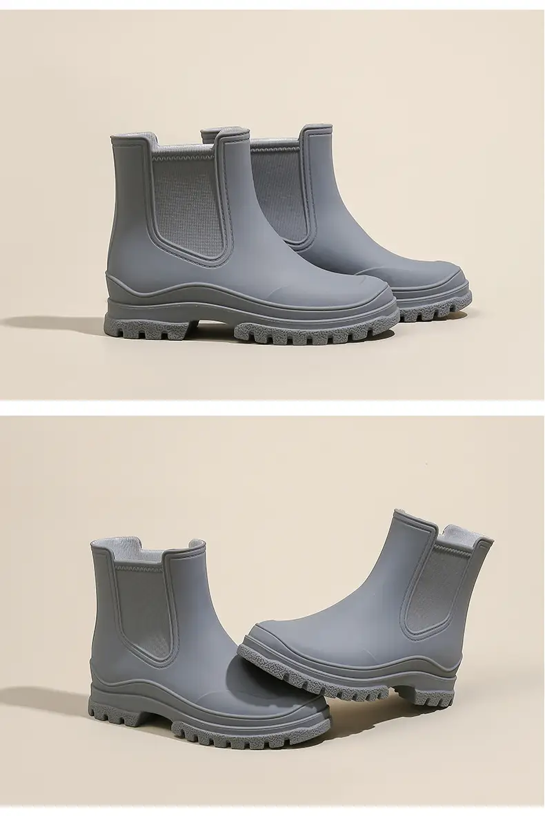 Ready Stock Cross-Border Tpe Fashionable Chelsea Short Rain Boots Women's Rain Boots Non-Slip Water Boots Adult Overshoes Women's Versatile — feature 14