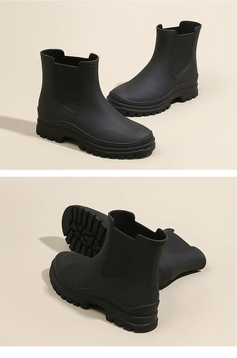 Ready Stock Cross-Border Tpe Fashionable Chelsea Short Rain Boots Women's Rain Boots Non-Slip Water Boots Adult Overshoes Women's Versatile — feature 16