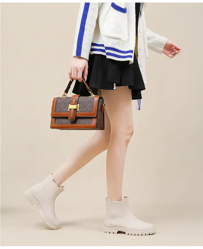 Ready Stock Cross-Border Tpe Fashionable Chelsea Short Rain Boots Women's Rain Boots Non-Slip Water Boots Adult Overshoes Women's Versatile — feature 18