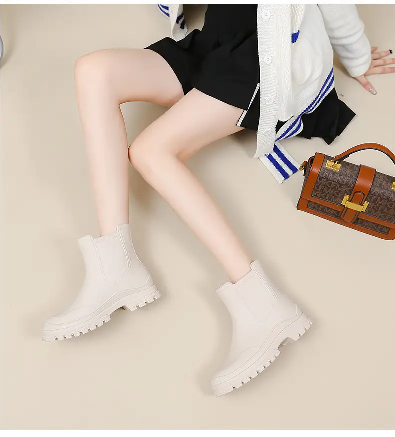 Ready Stock Cross-Border Tpe Fashionable Chelsea Short Rain Boots Women's Rain Boots Non-Slip Water Boots Adult Overshoes Women's Versatile — feature 19