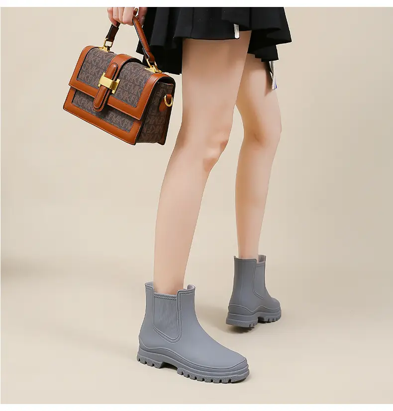 Ready Stock Cross-Border Tpe Fashionable Chelsea Short Rain Boots Women's Rain Boots Non-Slip Water Boots Adult Overshoes Women's Versatile — feature 20