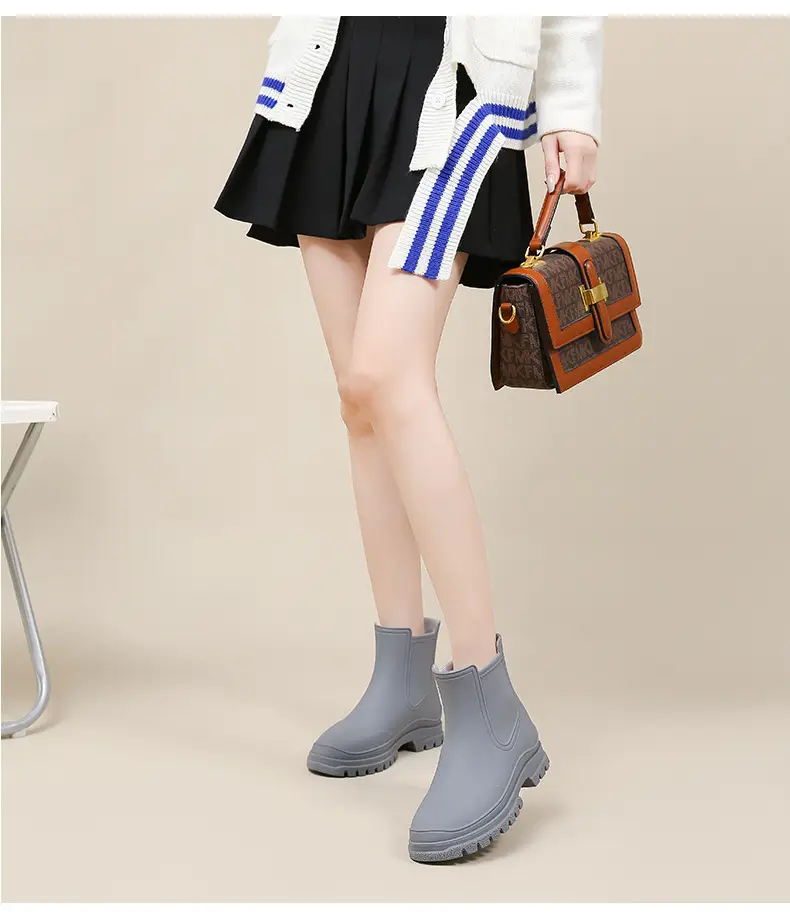 Ready Stock Cross-Border Tpe Fashionable Chelsea Short Rain Boots Women's Rain Boots Non-Slip Water Boots Adult Overshoes Women's Versatile — feature 21