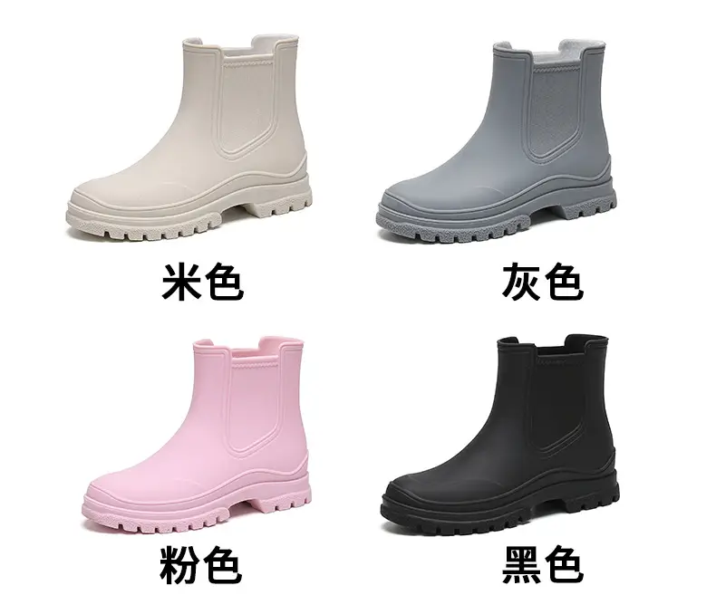 Ready Stock Cross-Border Tpe Fashionable Chelsea Short Rain Boots Women's Rain Boots Non-Slip Water Boots Adult Overshoes Women's Versatile — feature 5