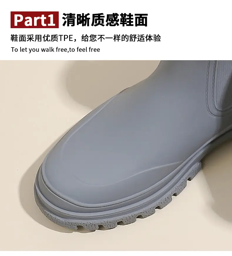 Ready Stock Cross-Border Tpe Fashionable Chelsea Short Rain Boots Women's Rain Boots Non-Slip Water Boots Adult Overshoes Women's Versatile — feature 8