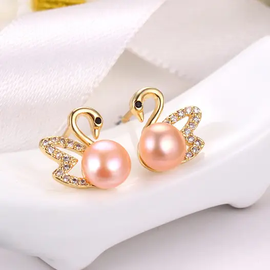 Swan Pearl Earrings for Women Elegant Gold Zircon - Image 7
