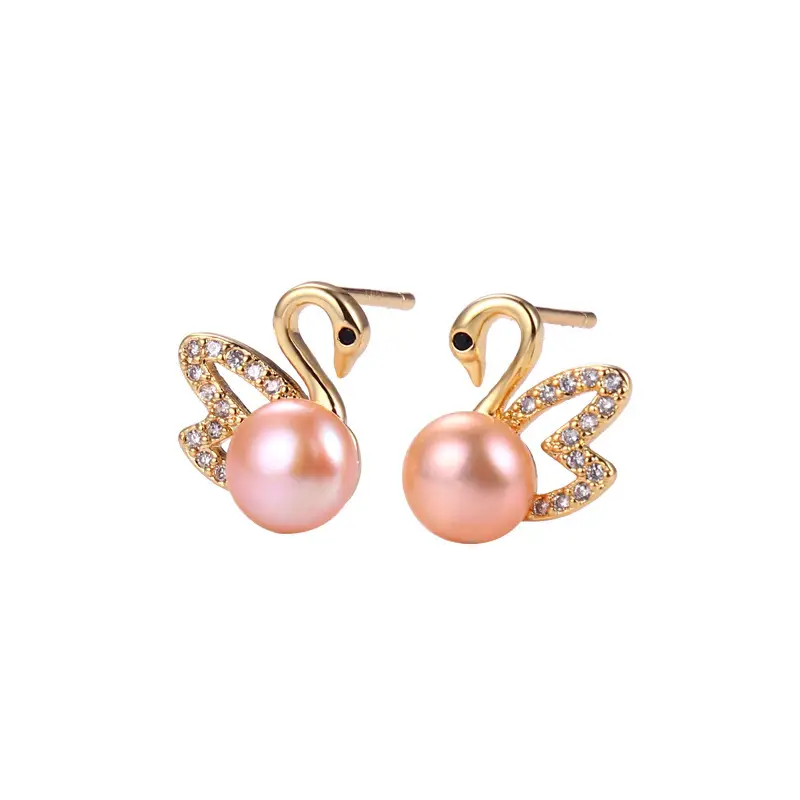 Swan Pearl Earrings for Women Elegant Gold Zircon - Image 9