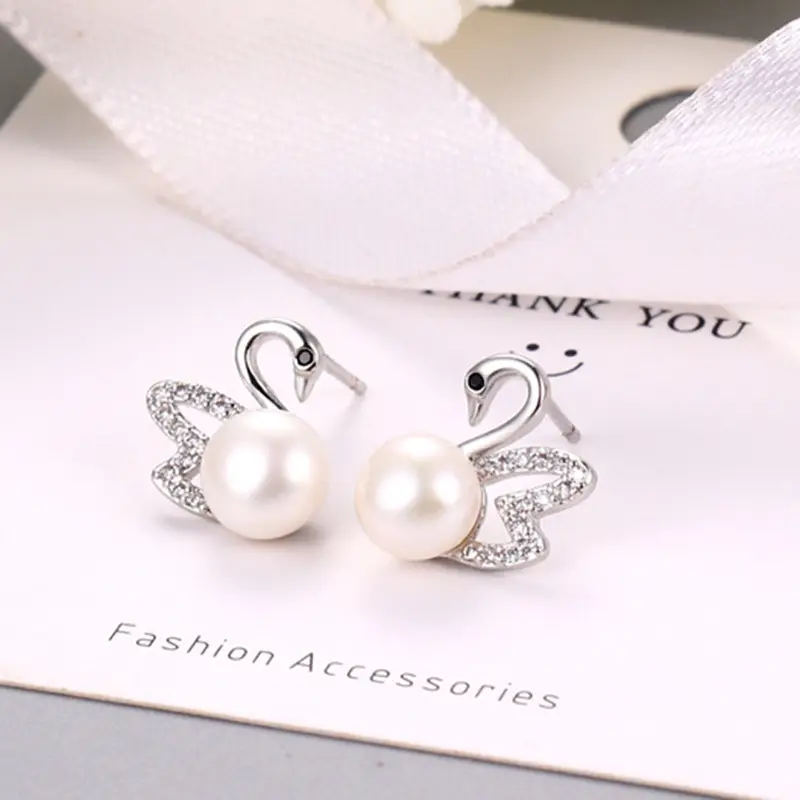 Swan Pearl Earrings for Women Elegant Gold Zircon — feature 10