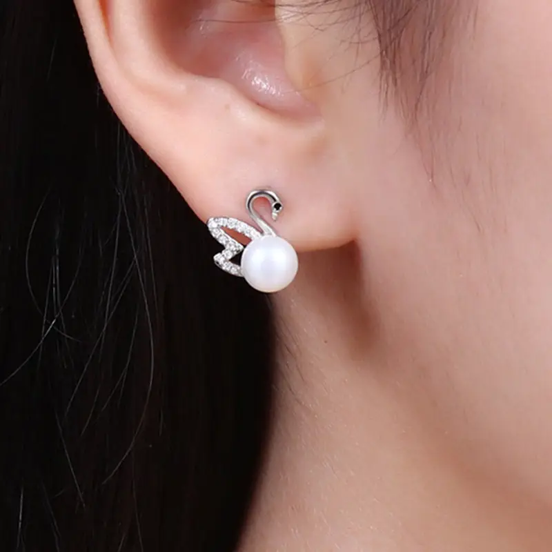 Swan Pearl Earrings for Women Elegant Gold Zircon — feature 6