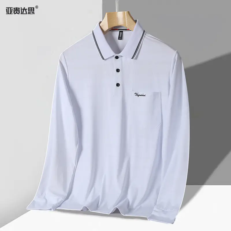 Men's Grey Long Sleeve T-Shirt Ice Silk Medium - Image 5