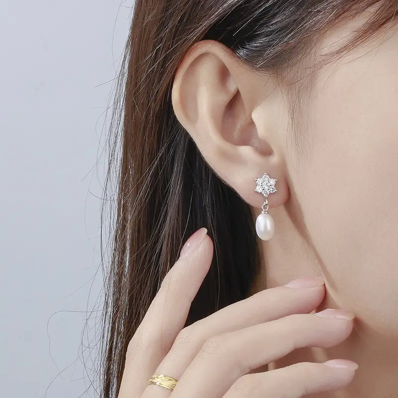 Snowflake Pearl Earrings for Women Luxury Design — feature 5