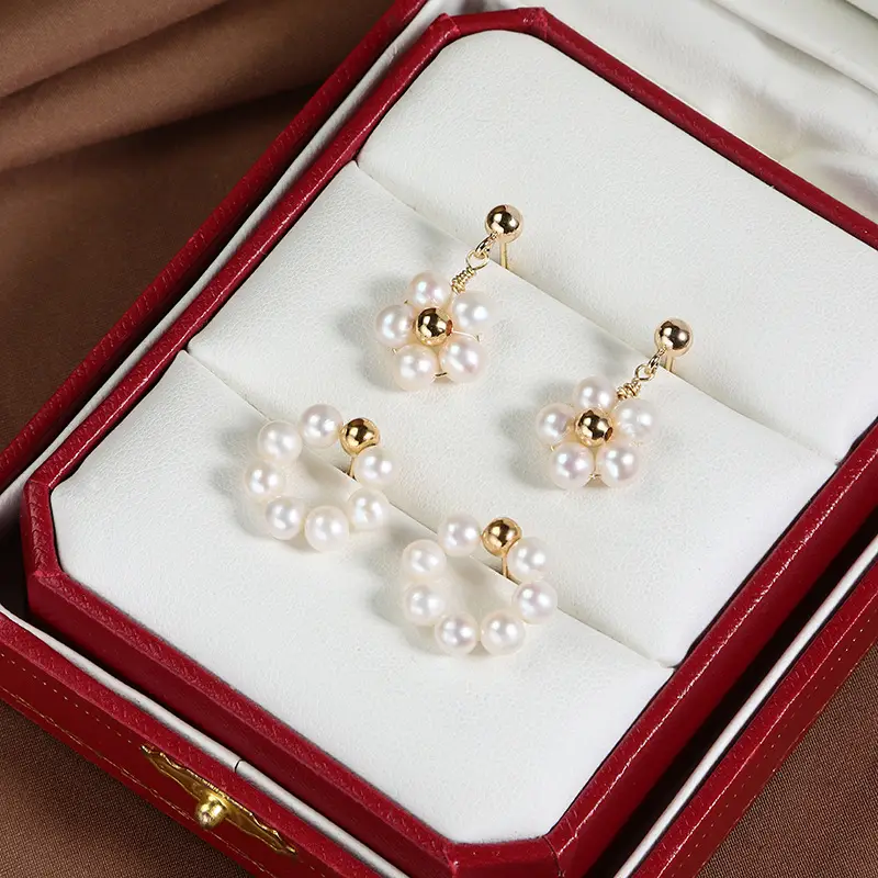 Freshwater Pearl Earrings Copper Gold Plated - Image 7