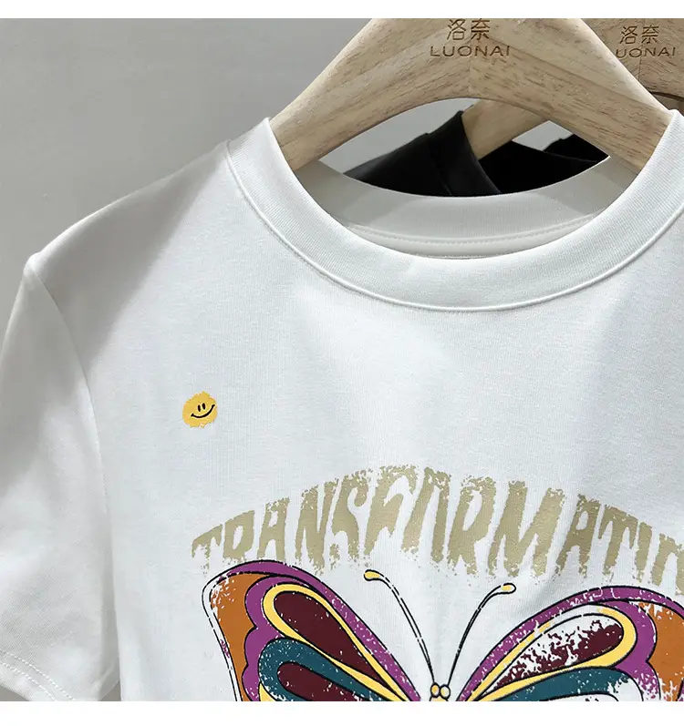 Vintage Butterfly Printed Women's T-Shirt Grey — feature 14