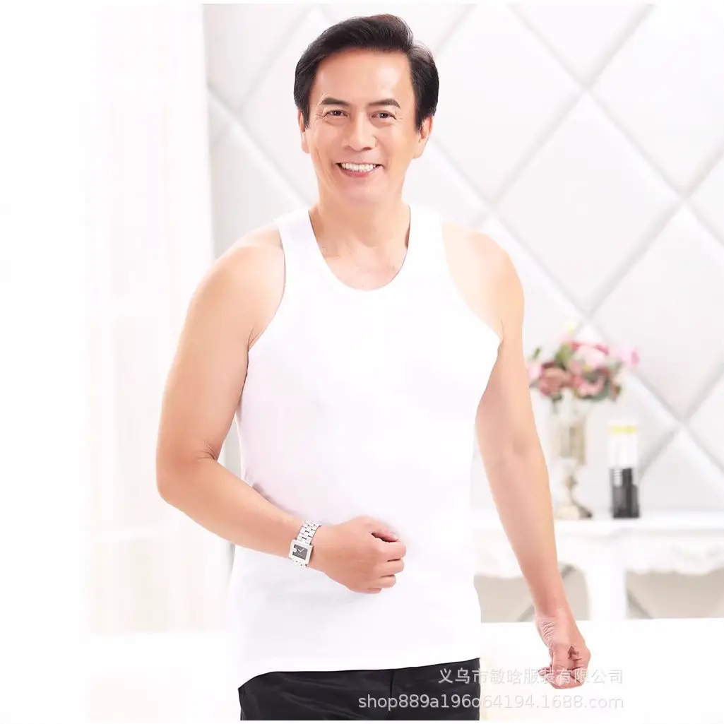Men Cotton Vest White Summer Loose Fit Wholesale - Image 3