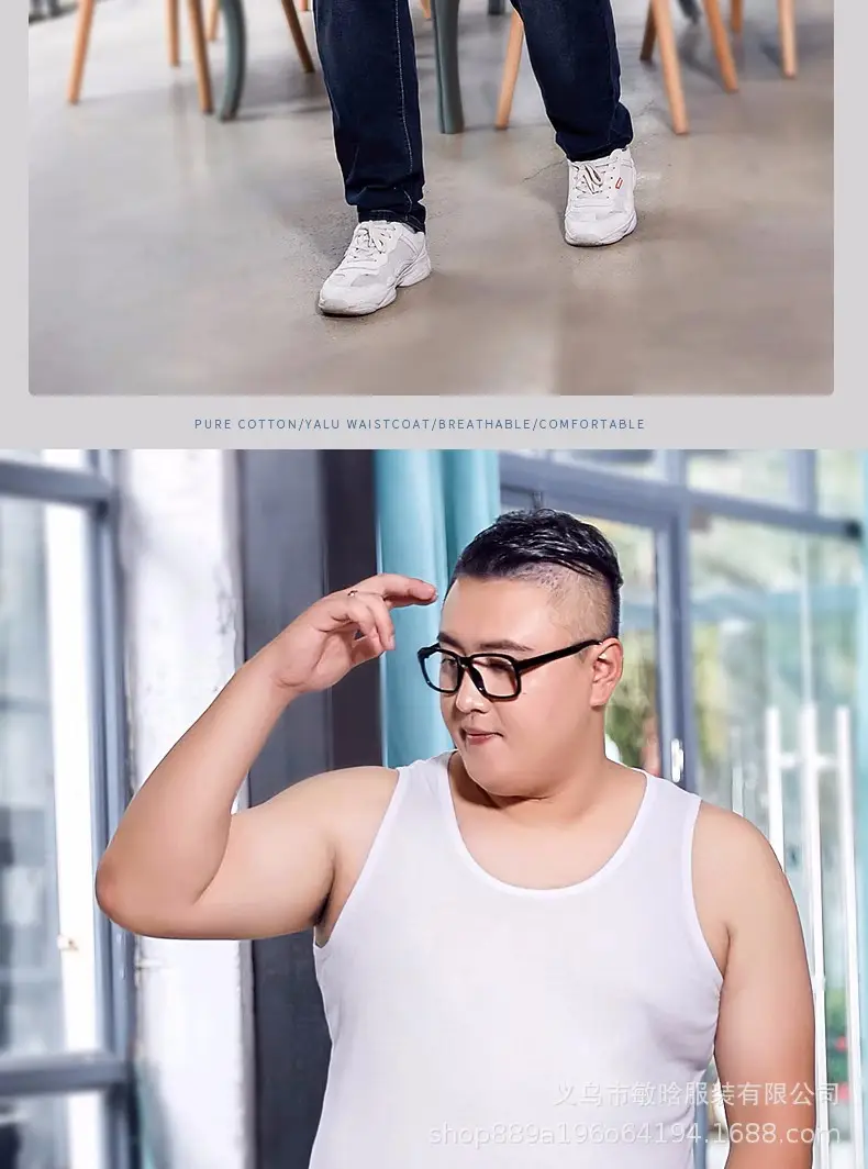 Men Cotton Vest White Summer Loose Fit Wholesale — feature 3