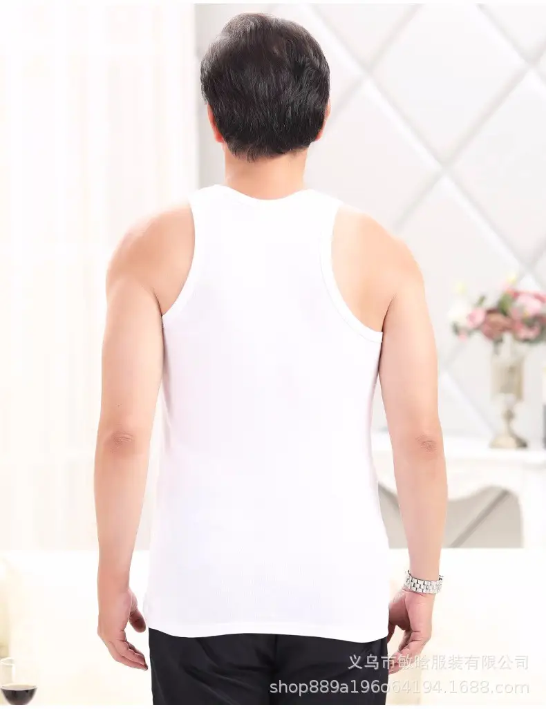 Men Cotton Vest White Summer Loose Fit Wholesale — feature 6