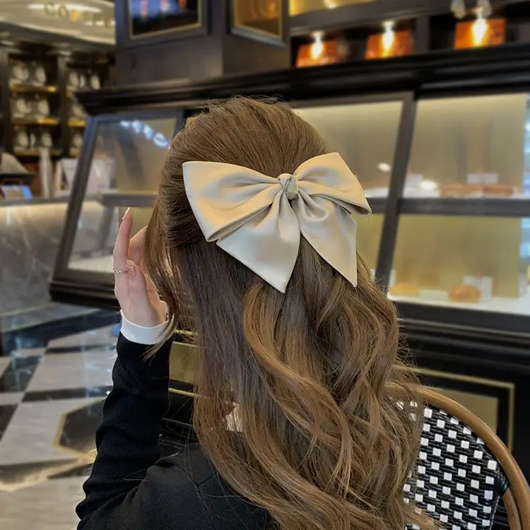 Black Big Bow Hair Clip for Women Spring Style