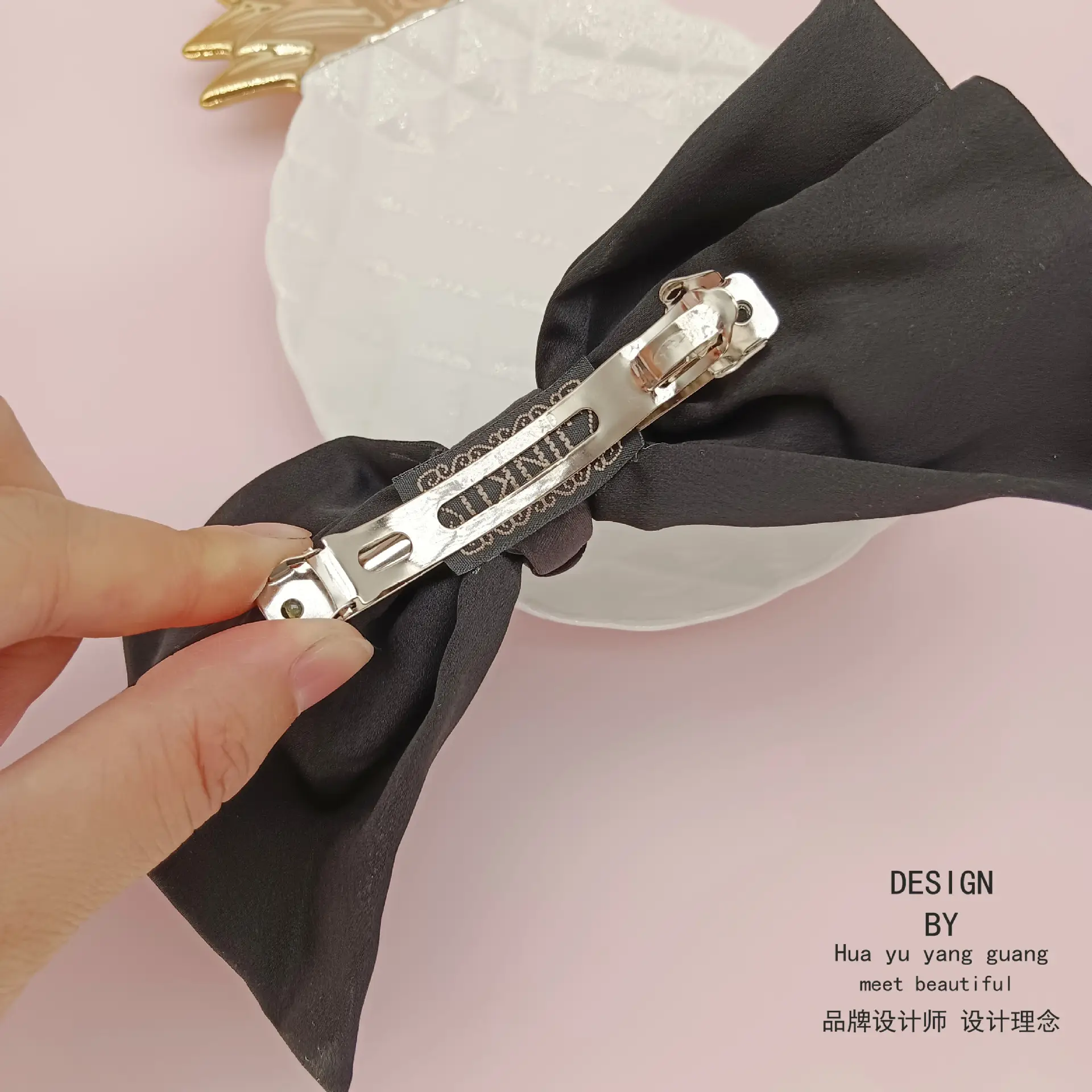 Black Big Bow Hair Clip for Women Spring Style