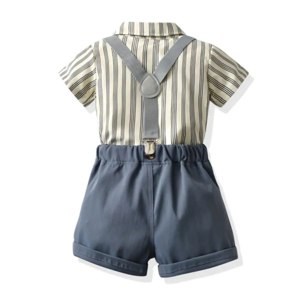Korean Style Boys Striped Shorts Set - Image 5