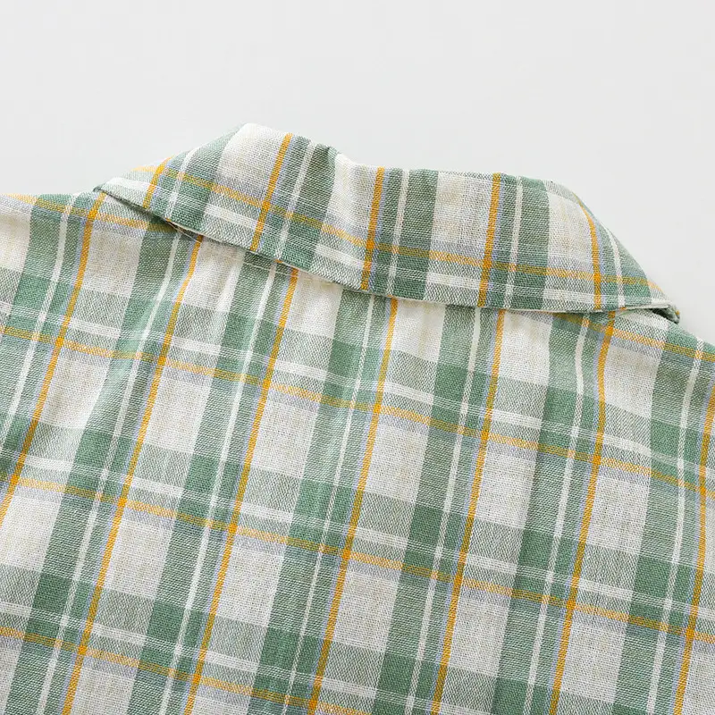 Baby Plaid Shorts Set Green White Summer Romper — feature 5