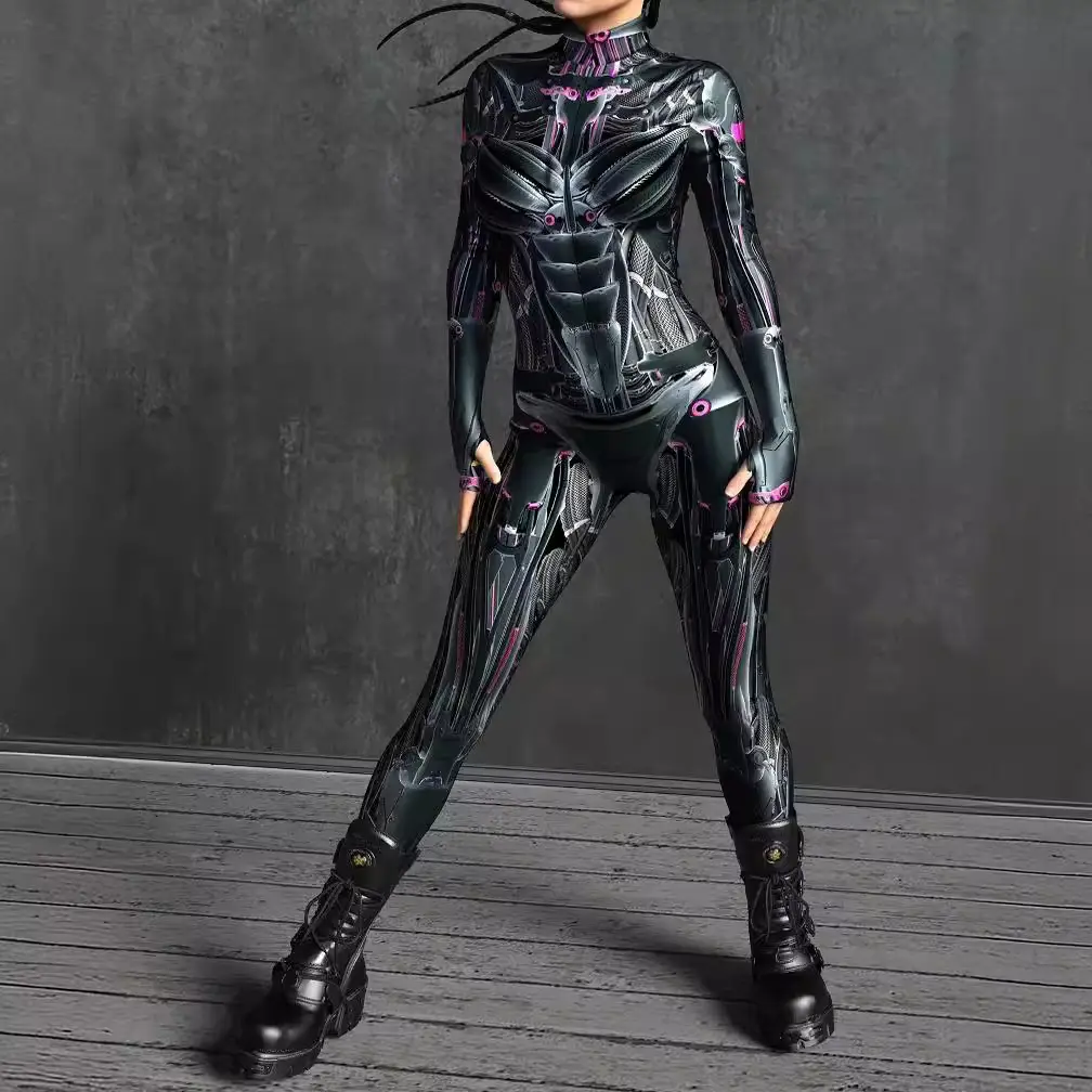 3D Digital Printed Black Skull Women's Jumpsuit - Image 11