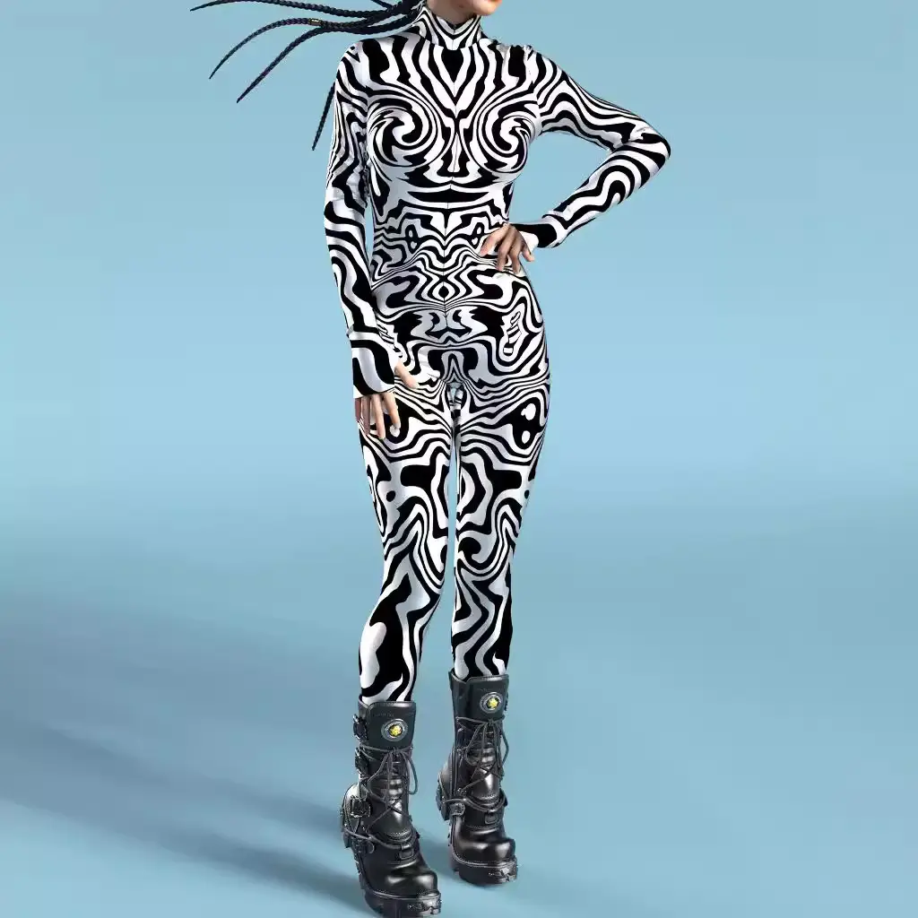 3D Digital Printed Black Skull Women's Jumpsuit - Image 13