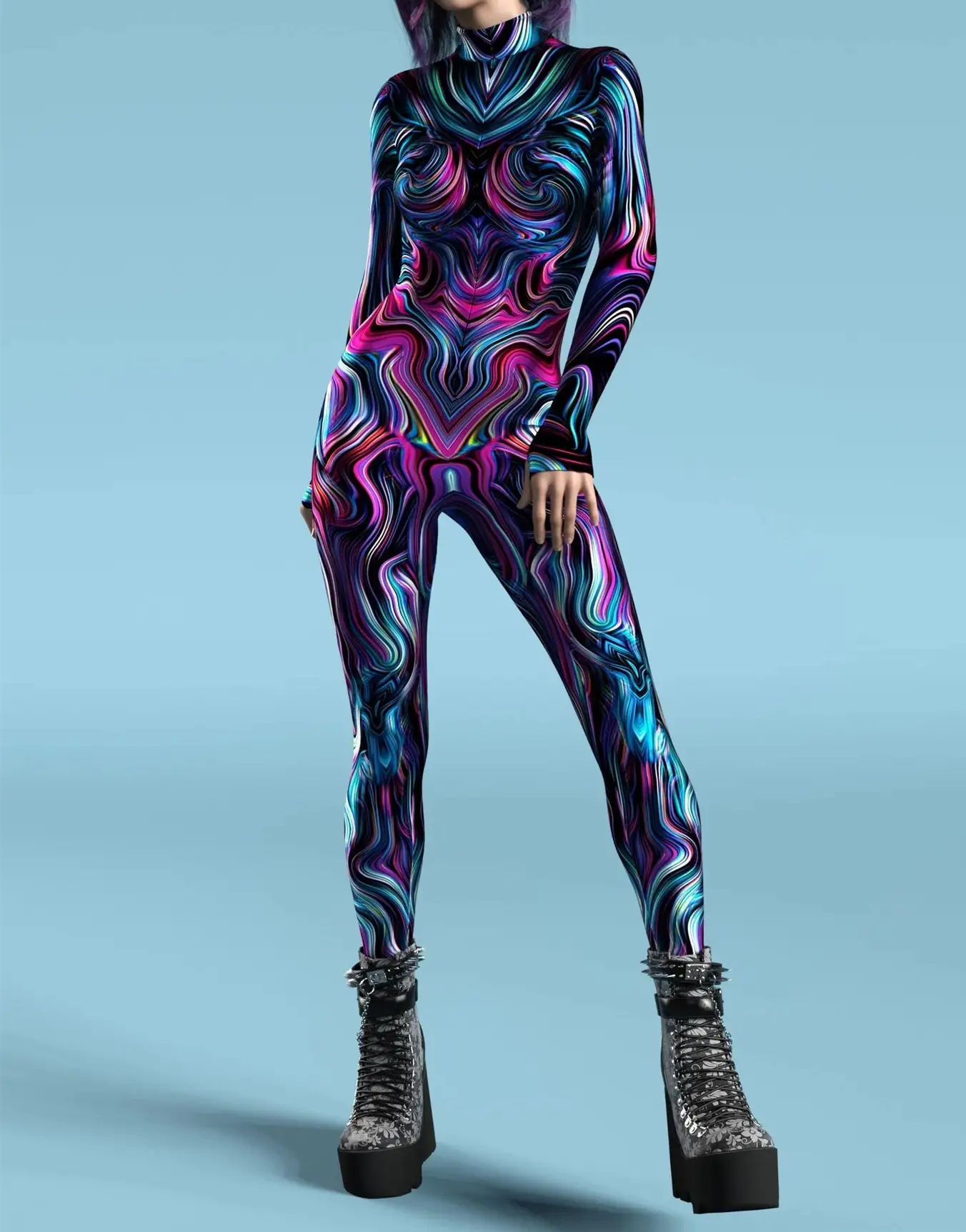 3D Digital Printed Black Skull Women's Jumpsuit - Image 2