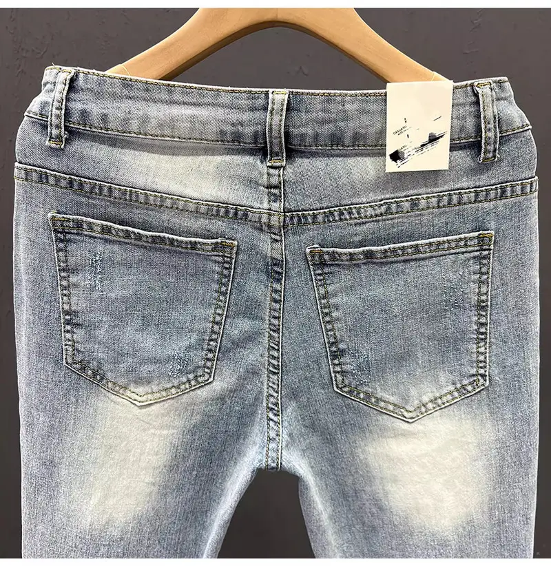 Men Ripped Slim Fit Jeans Light Blue 2023 — feature 10