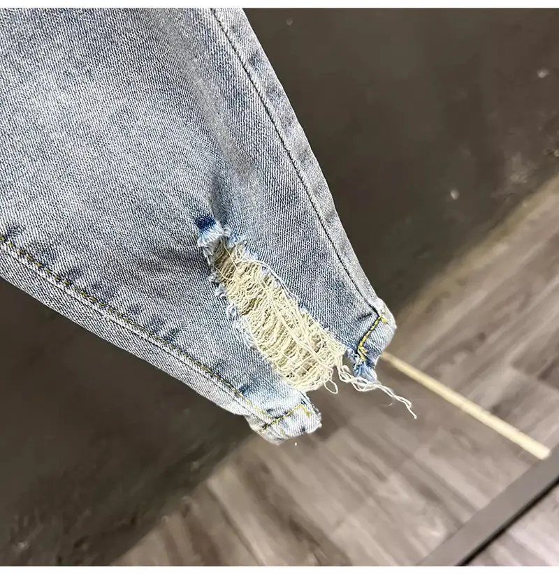 Men Ripped Slim Fit Jeans Light Blue 2023 — feature 13