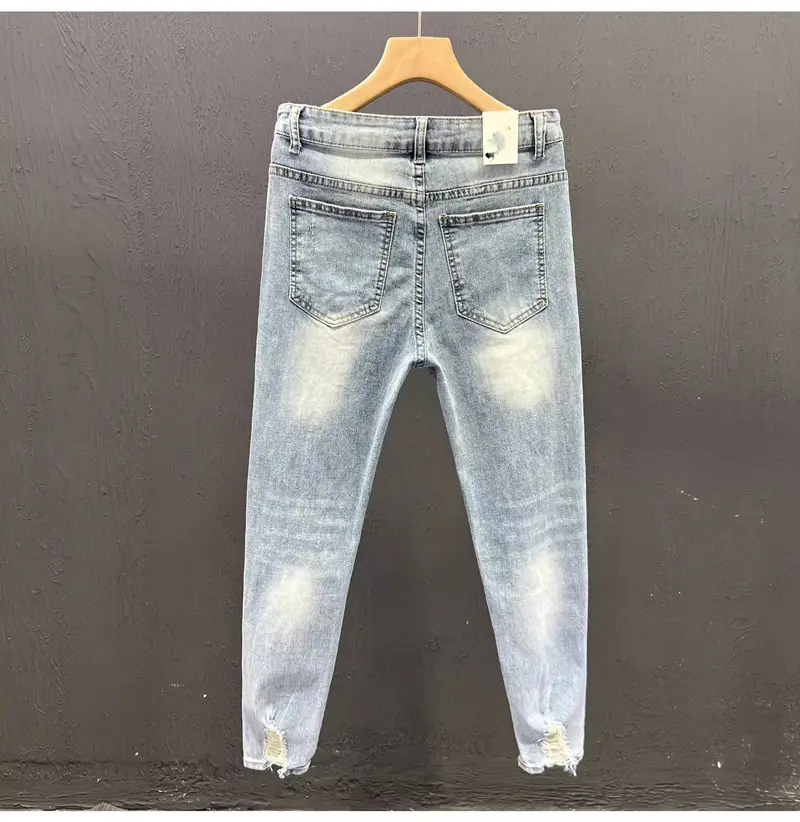 Men Ripped Slim Fit Jeans Light Blue 2023 — feature 8