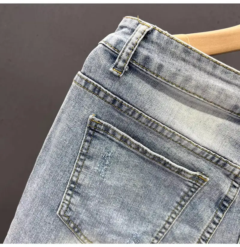 Men Ripped Slim Fit Jeans Light Blue 2023 — feature 9
