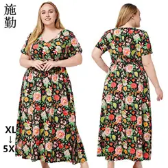 Plus Size Red Polka Dot V Neck Dress — feature 4