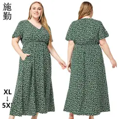Plus Size Red Polka Dot V Neck Dress — feature 5