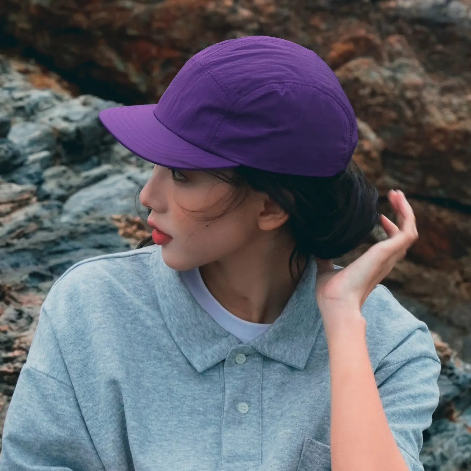 Purple Baseball Cap for Men with Short Bristles - Image 3