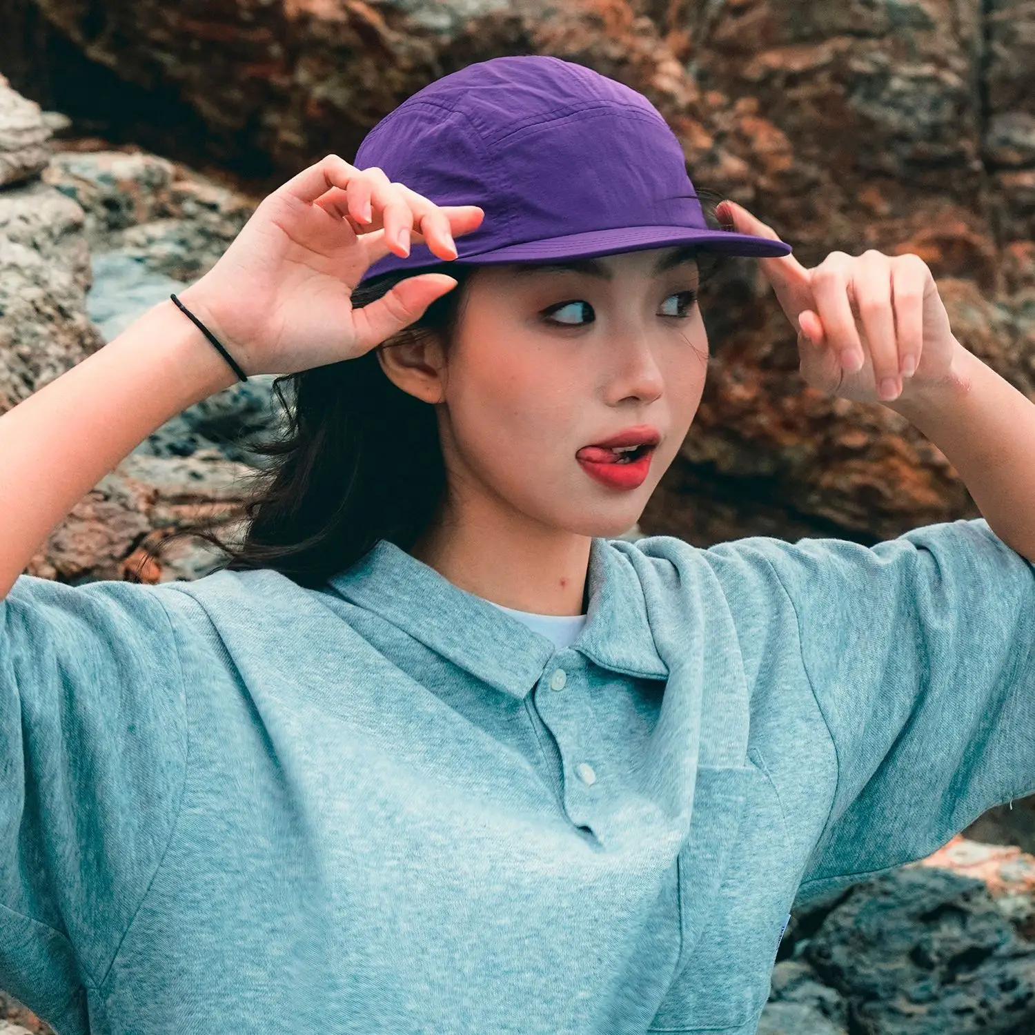 Purple Baseball Cap for Men with Short Bristles - Image 4