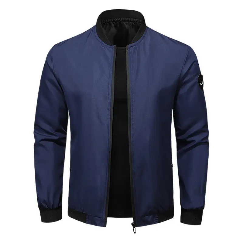 Men's Maroon Bomber Jacket with Black Trim