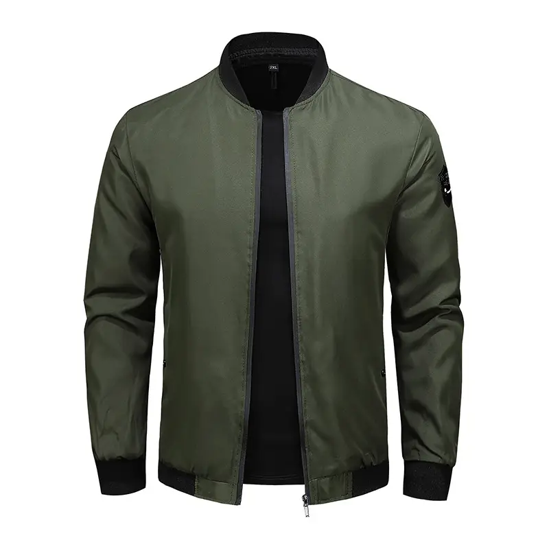 Men's Maroon Bomber Jacket with Black Trim — feature 10