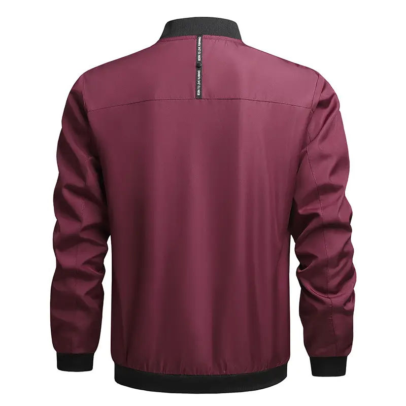 Men's Maroon Bomber Jacket with Black Trim — feature 13