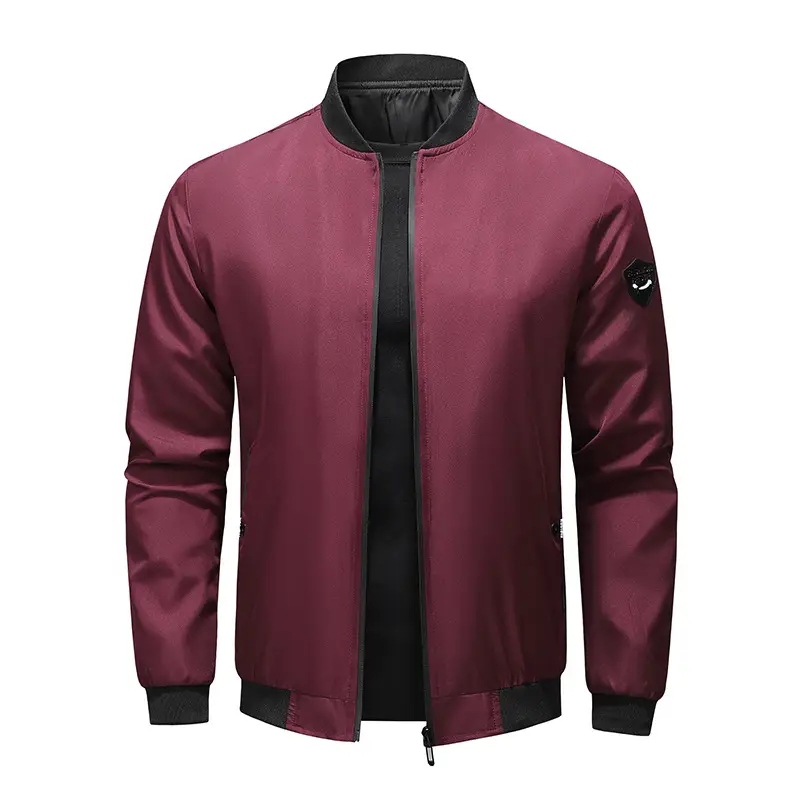 Men's Maroon Bomber Jacket with Black Trim — feature 14