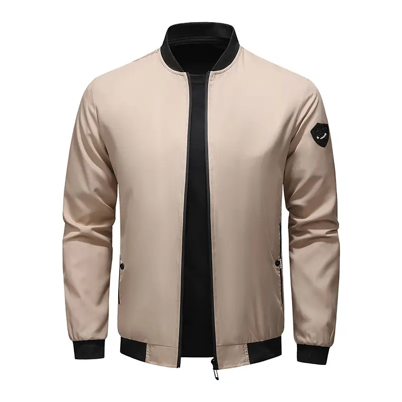 Men's Maroon Bomber Jacket with Black Trim — feature 15