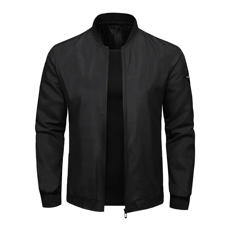 Men's Maroon Bomber Jacket with Black Trim — feature 2