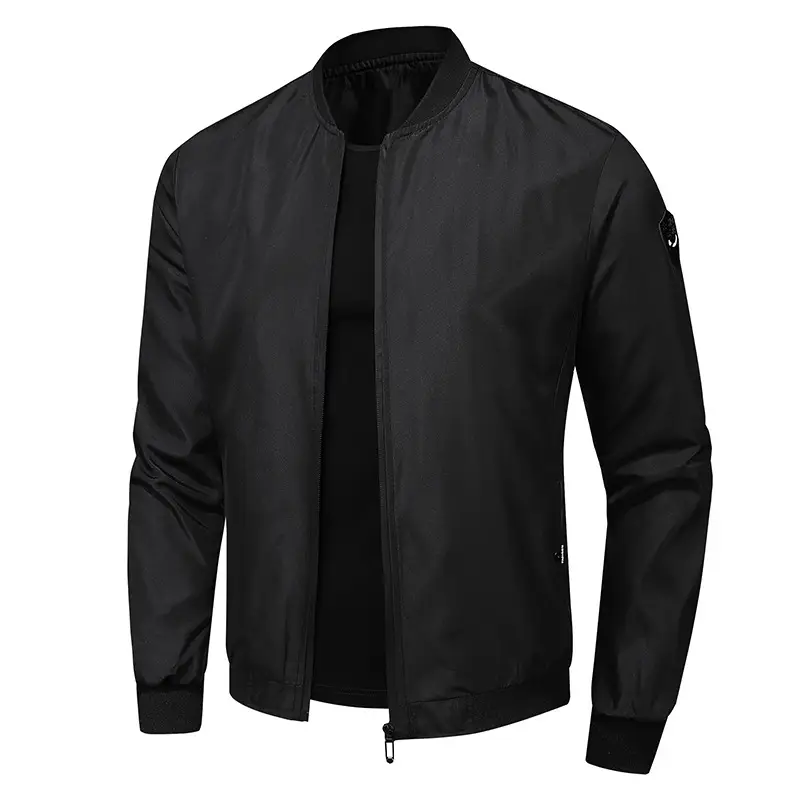 Men's Maroon Bomber Jacket with Black Trim — feature 3